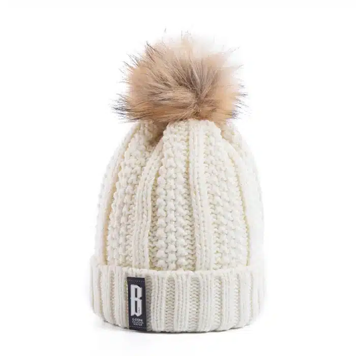 Bonnet renforcé laine avec pompon fourrure 3
