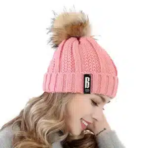 Bonnet renforcé laine avec pompon fourrure 16