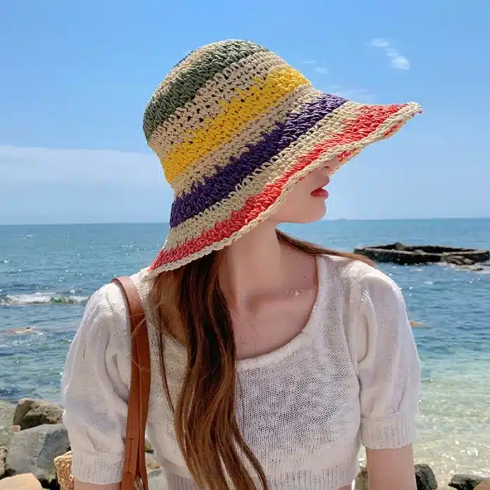 Chapeau de paille arc-en-ciel 4
