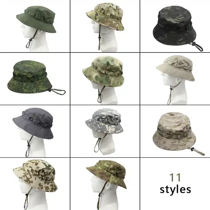Chapeau Panama pour hommes, seau, protection solaire tactique, Camouflage, voyage en plein air, escalade, pêche, entraînement, plage, randonnée pour hommes 6