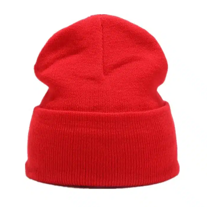 Chapeaux d'hiver nouveaux bonnets tricotés solide mignon chapeau dame automne femme Bonnet casquettes plus chaud Bonnet chapeau pour femmes hommes casquette rouge unisexe 1