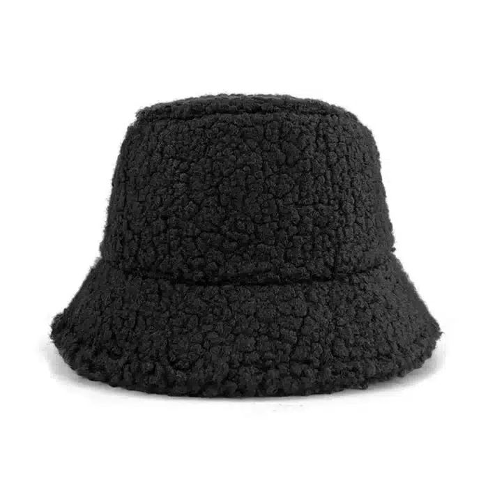 Chapeau seau unisexe Graffiti solide pour femmes et hommes, pêcheur, automne hiver, laine d'agneau, casquette chaude pour l'extérieur 1