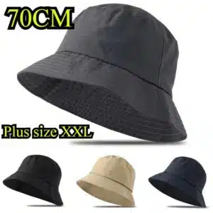 Chapeaux seau grande taille XXL 70cm pour hommes et femmes, chapeaux de soleil grande taille XL 67cm, casquette de pêcheur étanche à grande tête, protection solaire d'été Panama 1