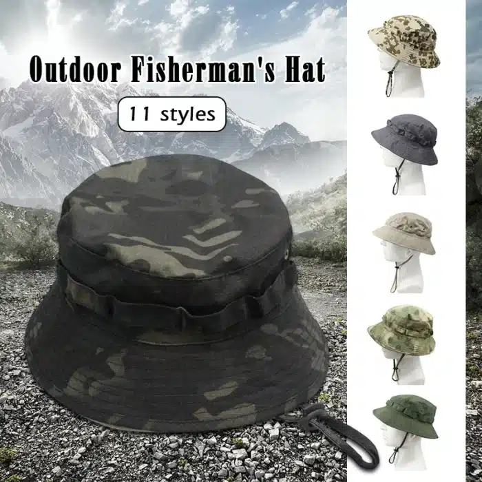 Chapeau Panama pour hommes, seau, protection solaire tactique, Camouflage, voyage en plein air, escalade, pêche, entraînement, plage, randonnée pour hommes 3