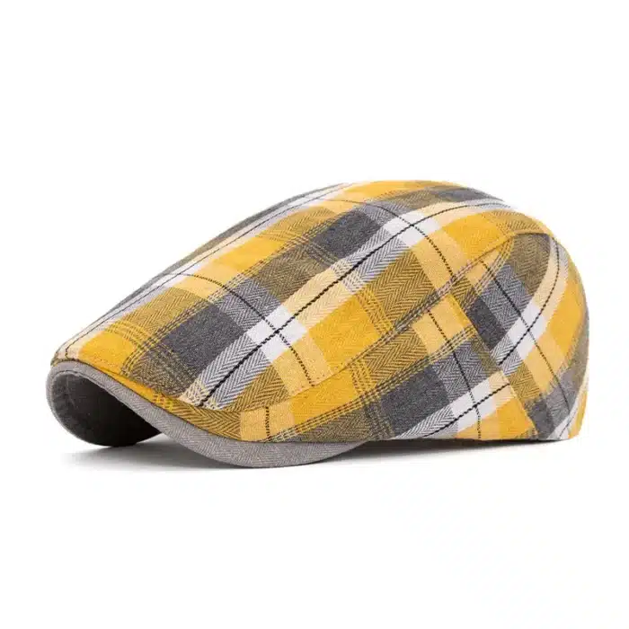 Béret à carreaux coloré pour hommes et femmes, chapeau artistique en avant, design fin, chapeau de journal rétro britannique de printemps et d'automne 2
