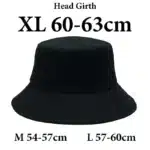 Chapeau seau à grande tête 60-63cm, grande taille pour hommes, sangle de menton UPF50 +, chapeau de soleil d'été en coton, coupe-vent, casquette de pêche en plein air pour femmes, frenchbob 1